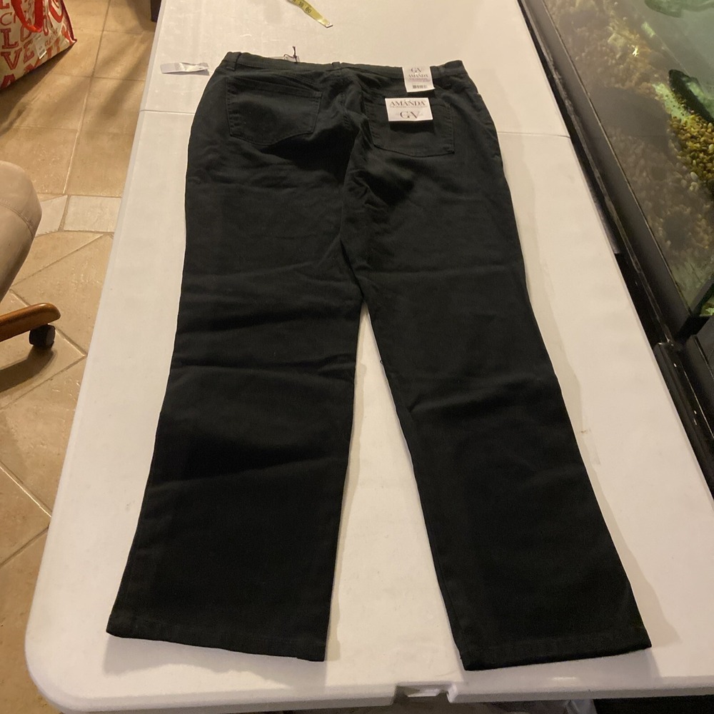 Gloria Vanderbilt Amanda Jeans 14 Average Black Womens Straight Leg 30.5 Inseam